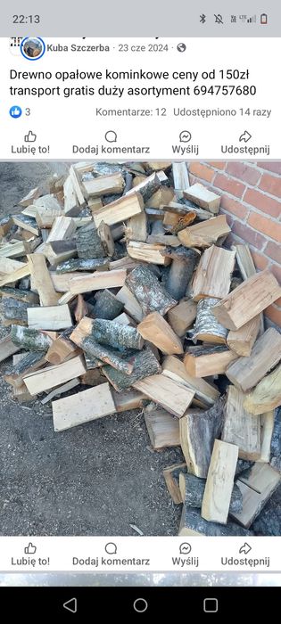 Drewno opałowe transport gratis