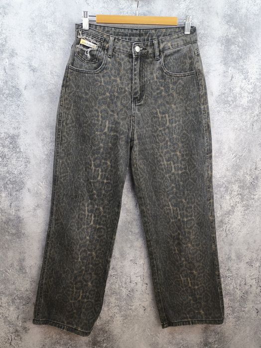 Леопардові жіночі джинси вільні широкі під вінтаж висока посадка