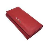 Duży skórzany portfel damski Pierre Cardin czerwony