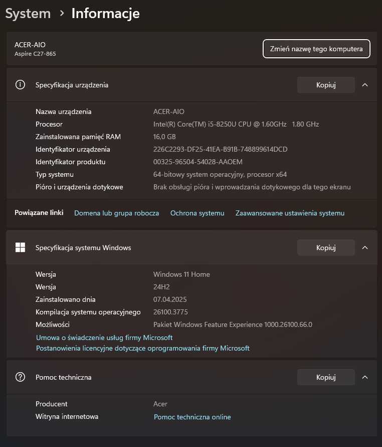 Komputer AIO i5 27 cali WIN 11