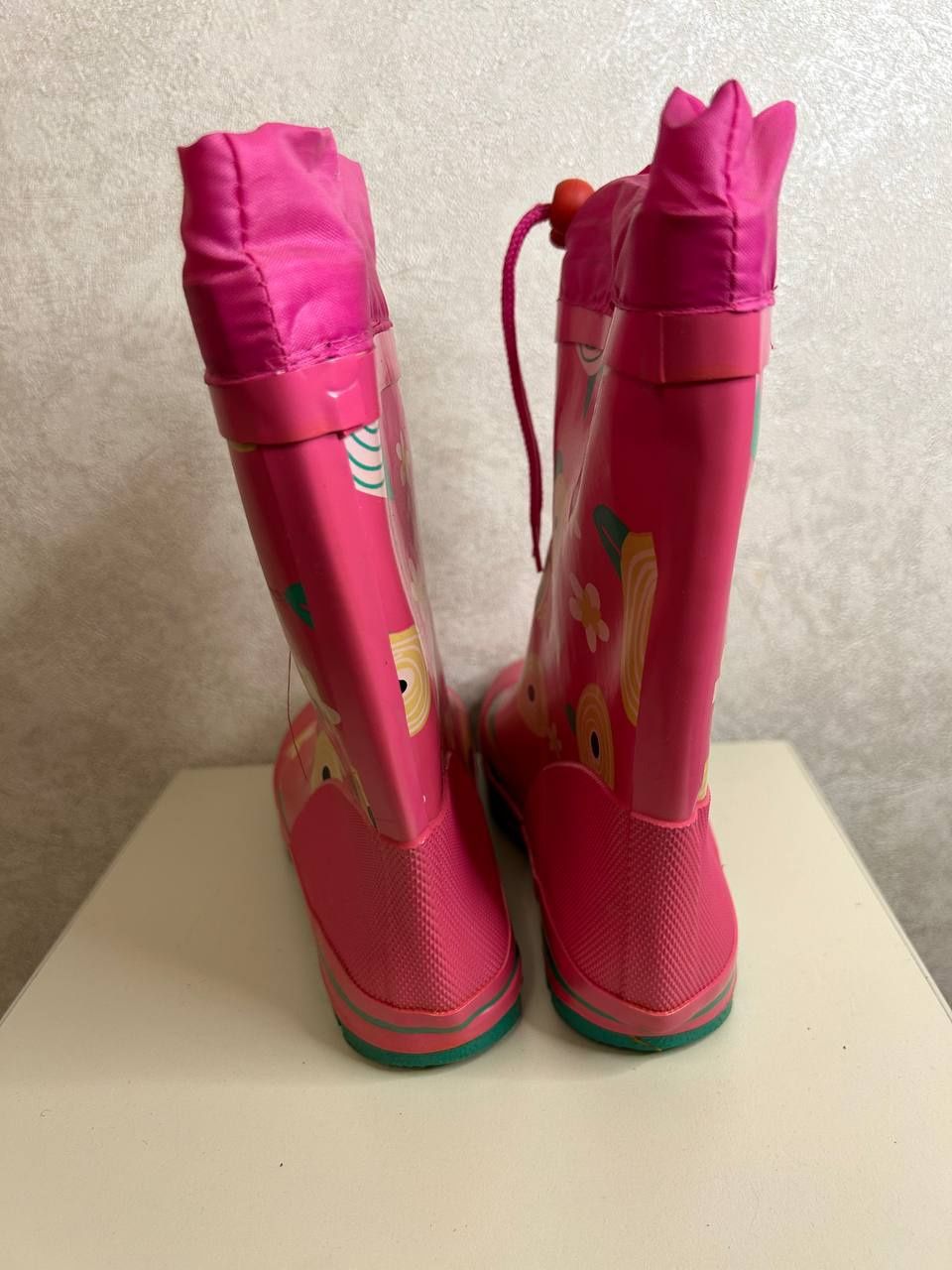 Резиновые сапоги на девочку розового цвета утеплённые 34 35 размеры