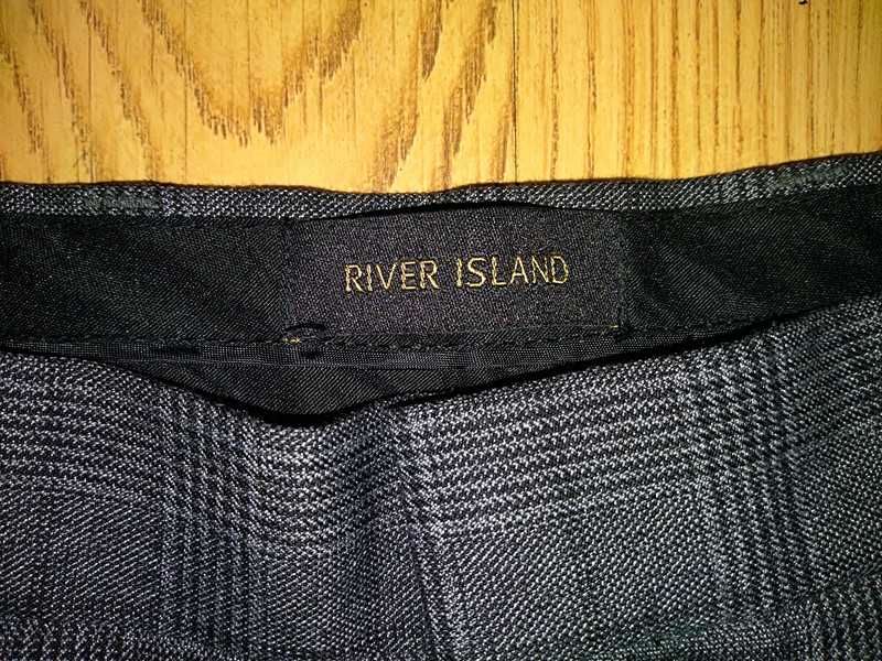 Spodnie Rivier Island S w32 L30 kratka eleganckie garnitur krata szare