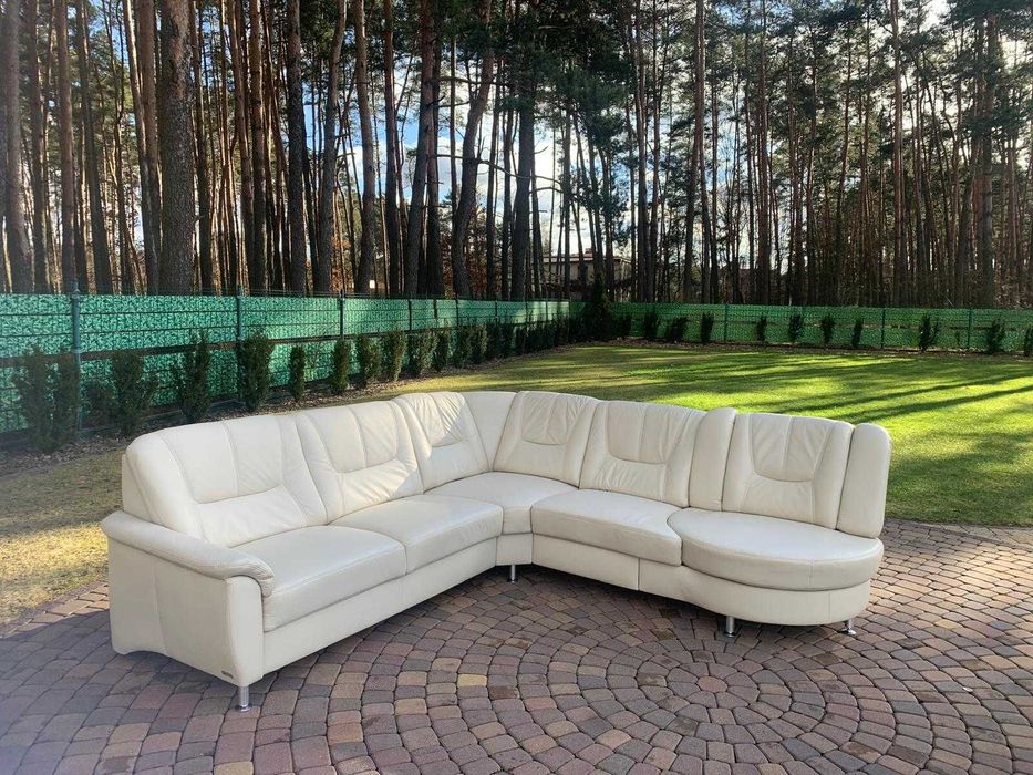 wohnwert niemiecki narożnik skóra naturalna ekrii