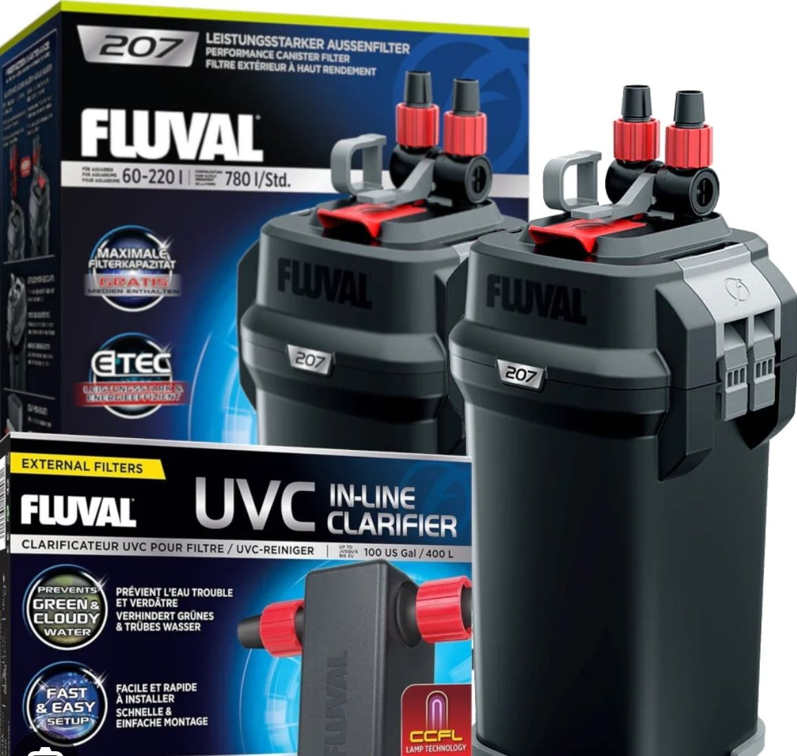 Filtro fluval 207 com lâmpada UV