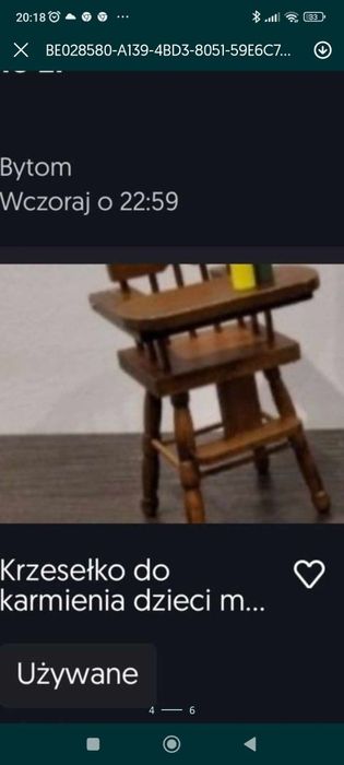 Krzesełko do karmienia dzieci  mini mebelki skala 1:12 zapraszam na in
