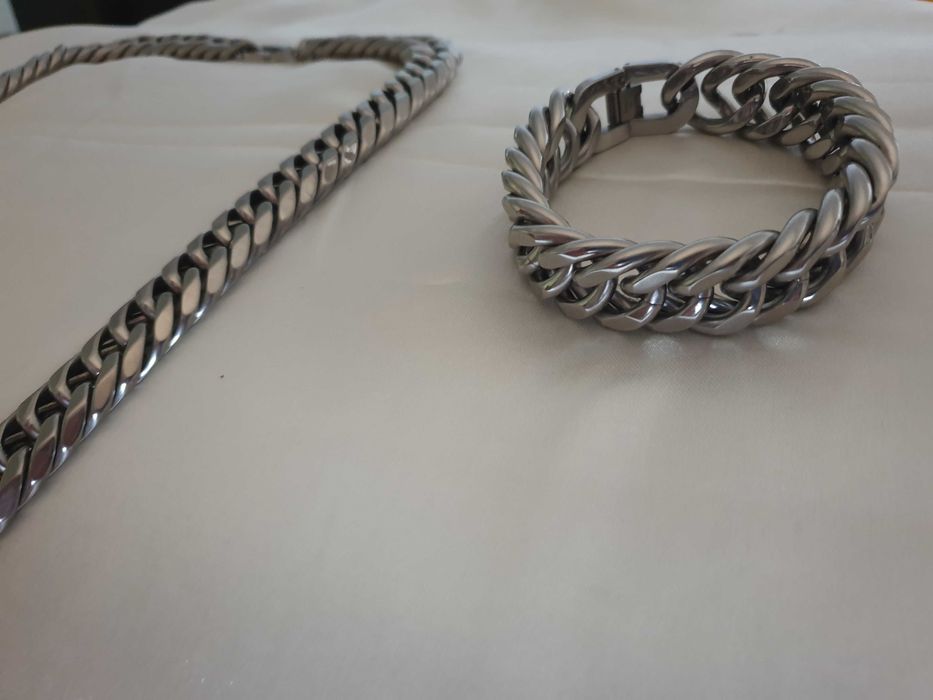 Pulseira + Colar CUBAN CHAIN em AÇO