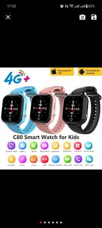 Smartwatch dla dzieci C80 karta SIM 4G wideo rozmowy