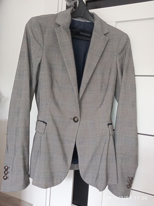 Піджак підлітковий дівчачий сірий в клітку на тендітну дівчину