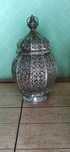 Srebrny metalowy lampion ażurowy na tealighty