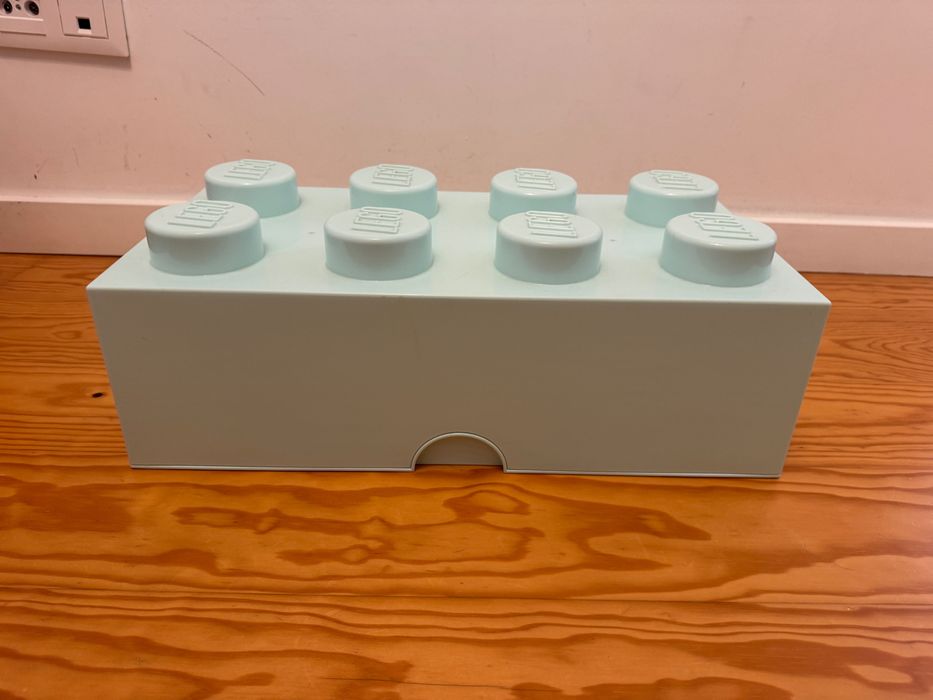 Caixa para guardar LEGO verde agua