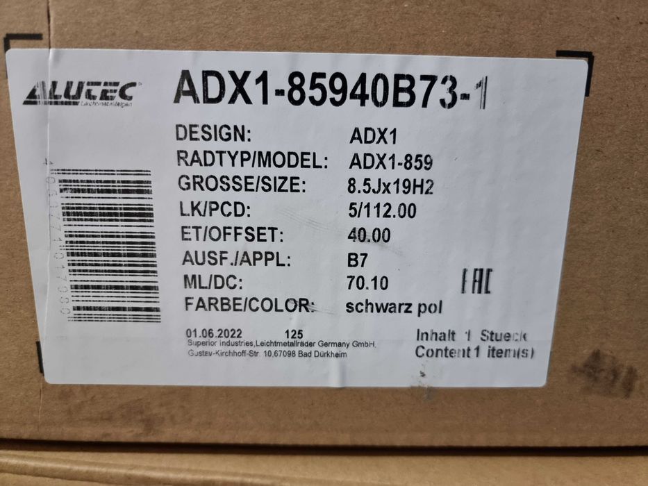 Nowe alufelgi VW 19" 5x112 Passat Arteon T-Roc Tiguan - Czarne