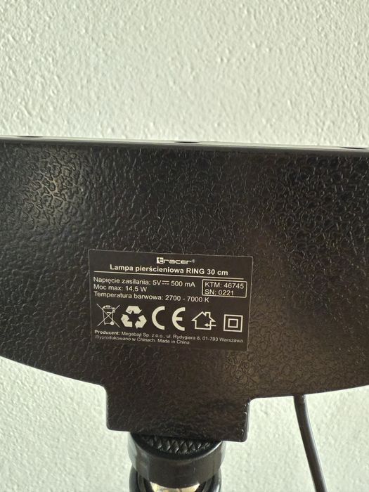 Lampa pierścieniowa Tracer 30cm ze statywem