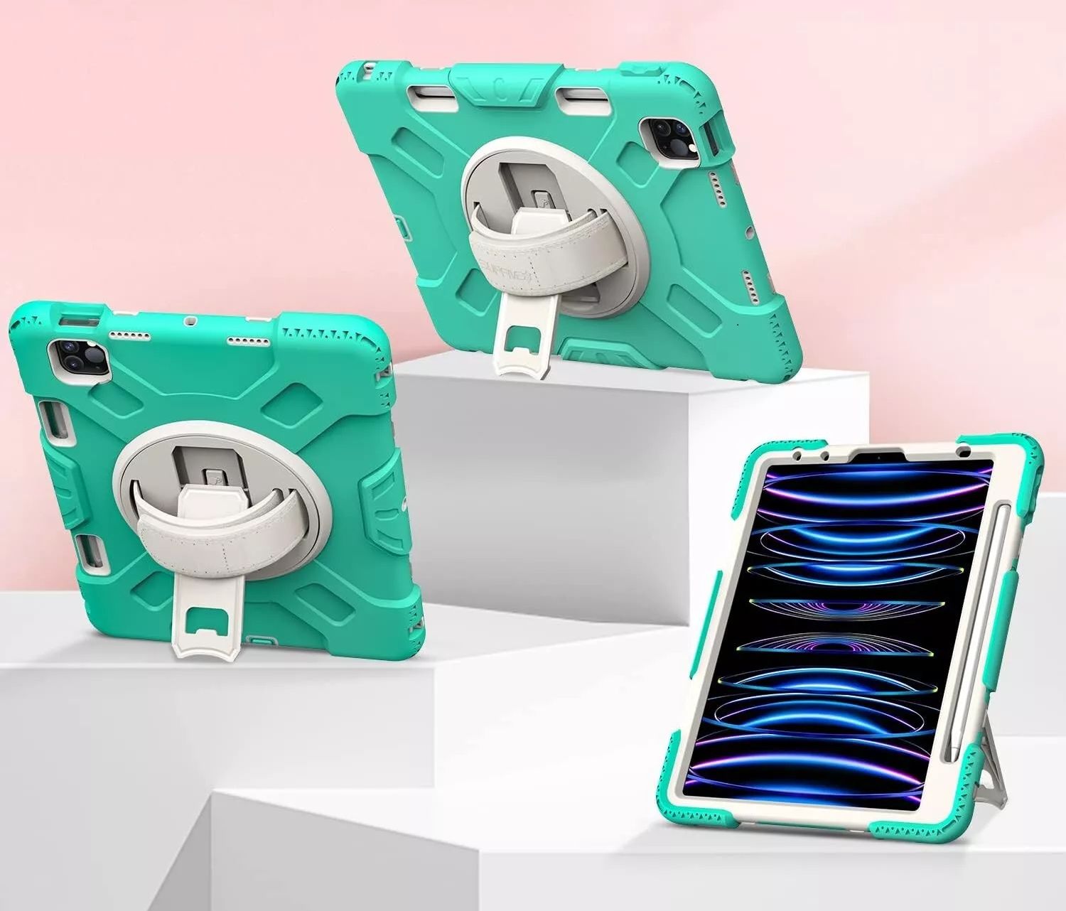 Etui do iPad Mini 6 8.3" z Podstawką i Paskiem na Ramię Miętowe