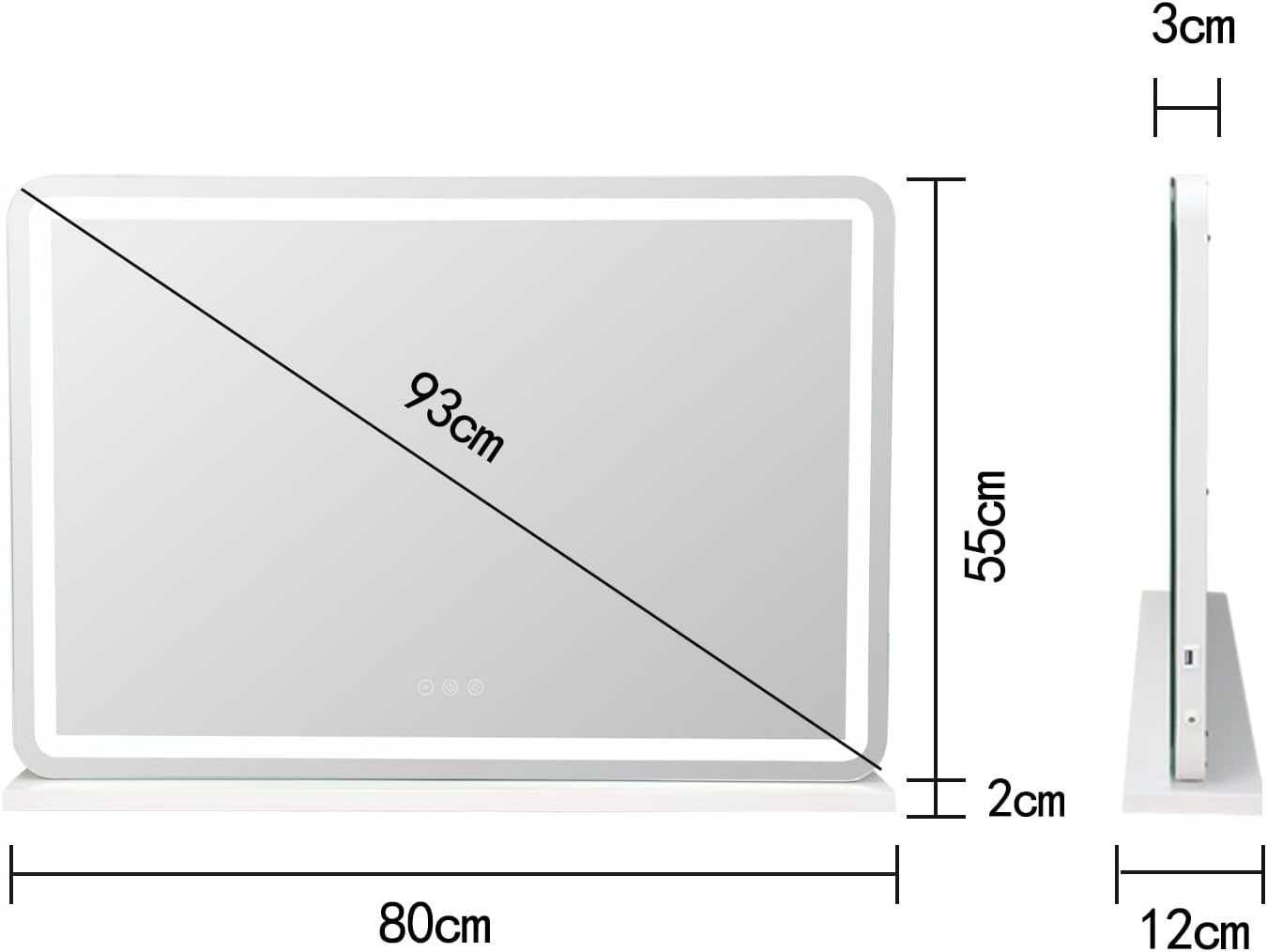lustro hollywood z oświetleniem stojące prostokąt 800 x 550 mm