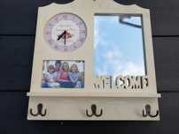 Vintage lustro retro zegar welcome wieszak