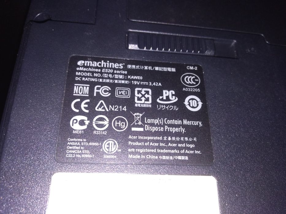 Emachines e520 Series para peças64739682536705122
