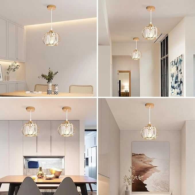 Kryształowa Lampa Wisząca Pheashine, Złoty Żyrandol E27 Art Deco