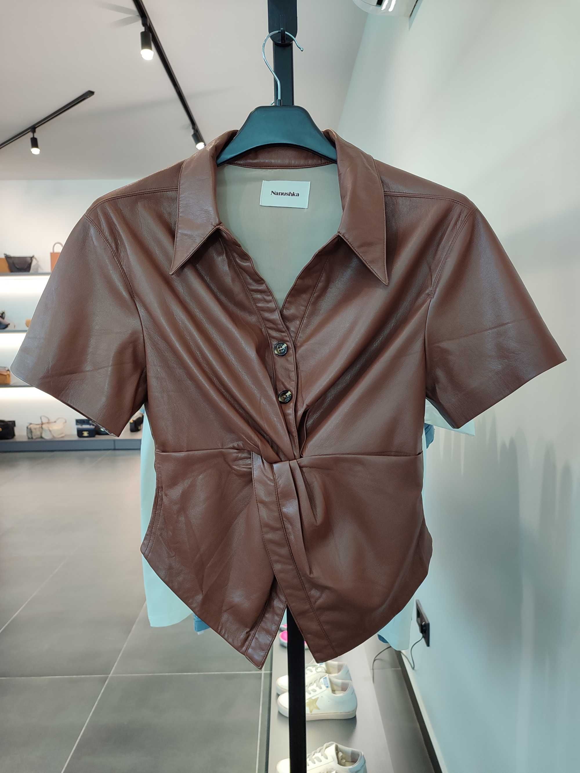 Сорочка Nanushka Thora Vegan Leather Shirt Brown