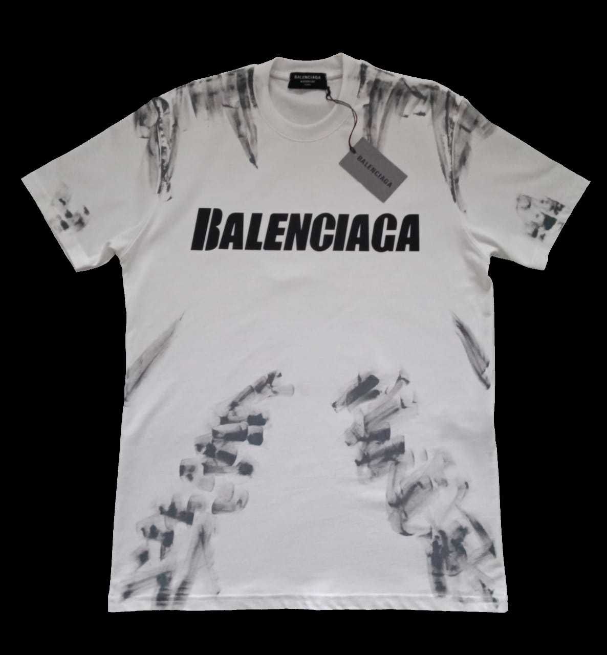 BALENCIAGA ART BRUSH męski t shirt XL gruba bawełna