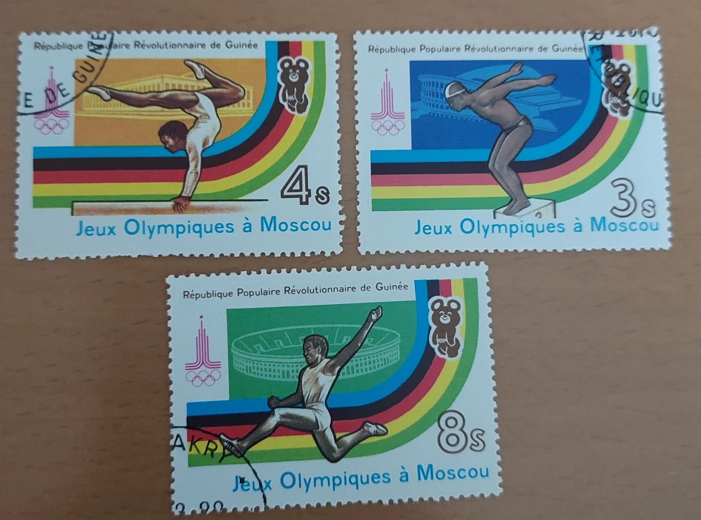 Zestaw 3 znaczków z Gwinei Olimpiada Moskwa 1980