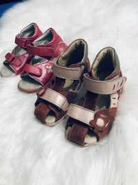 Skórzane sandałki na lato rzepy dziewczynka rozmiar 24