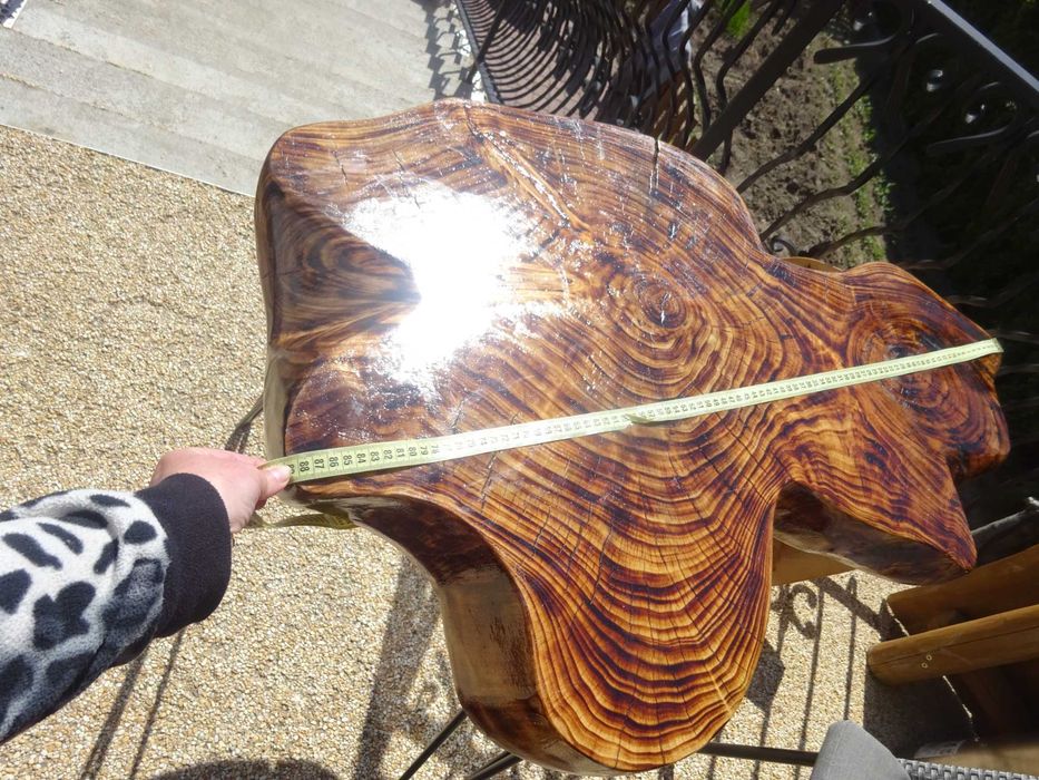 stół stolik blat z drewna pnia drzewa 80 cm drewniany lakier jachtowy