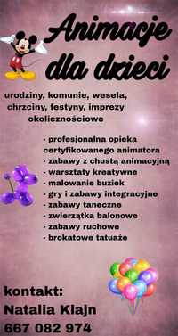 Animacje URODZINOWE, komunijne, weselne, OKOLICZNOŚCIOWE !!!