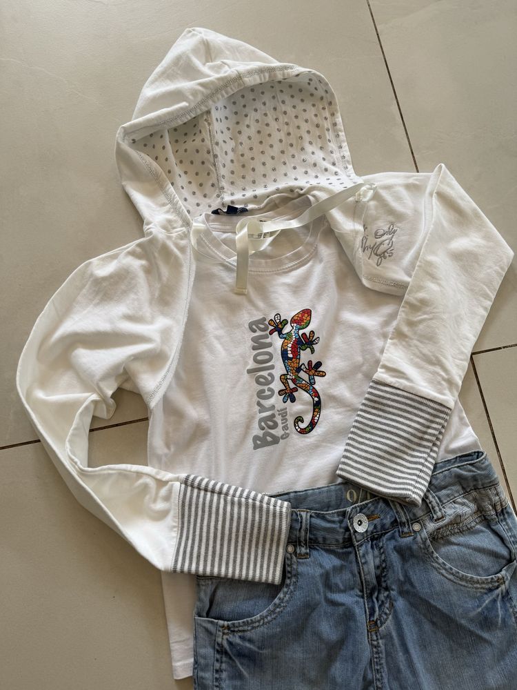 Desigual jeansy + bluza, koszulka  r. 140