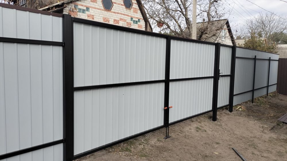 Забор из профнастила 3Д установка ворота калитки навесы