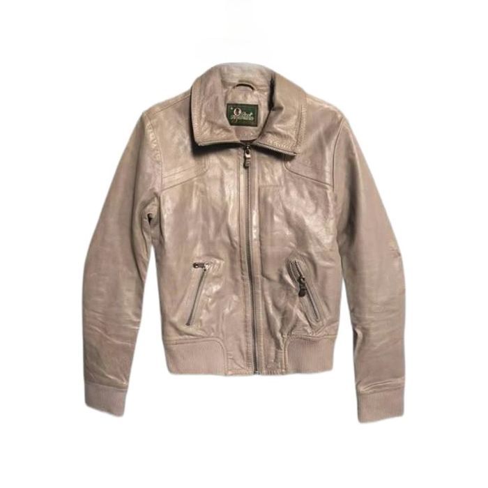 Peak Performance Damska Skórzana Kurtka Vintage Elegancka Szara M