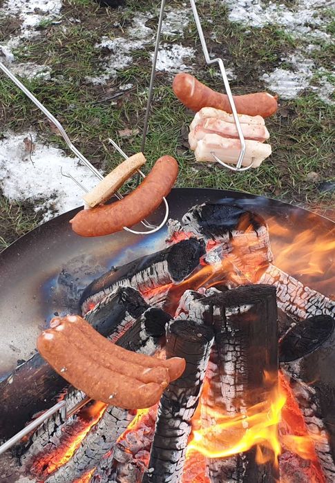 Kije na ognisko nierdzewne do grilla widełki do kiełbasy odwrócone -WO