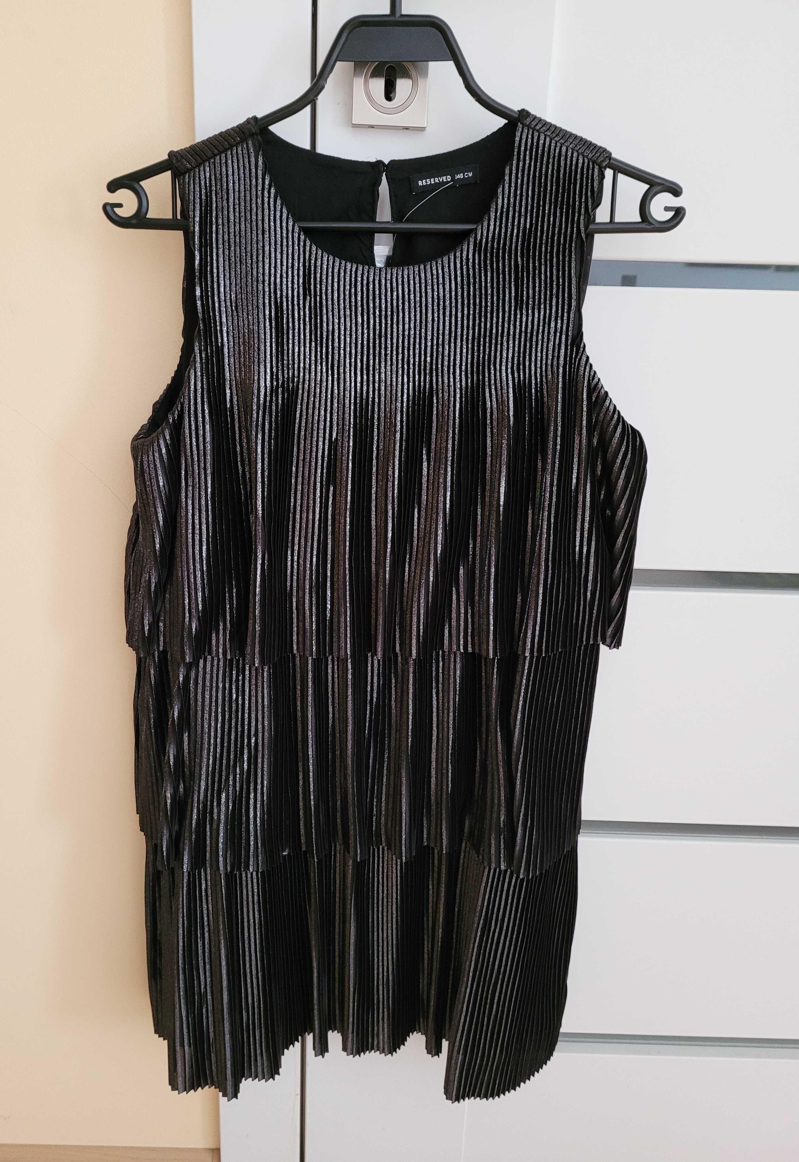 Czarna imprezowa sukienka Reserved 146 nowa