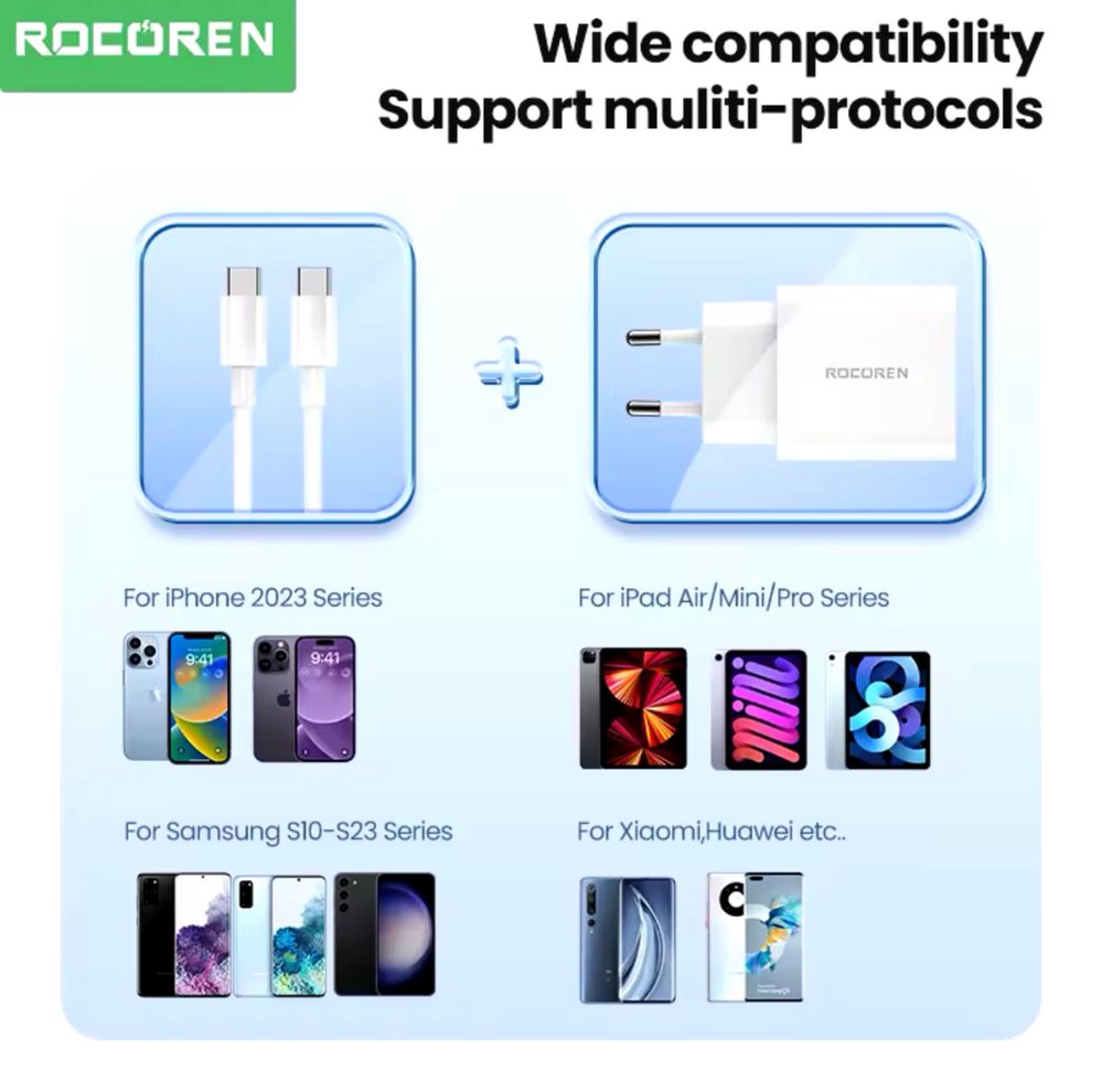 Зарядное устройство Rocoren PD 20W GaN / Зарядний пристрій Rocoren