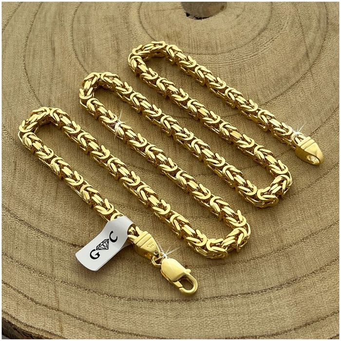 Złoty Łańcuszek Męski Splot Królewski Pr. 925/585 Srebro Pozłacane 75m