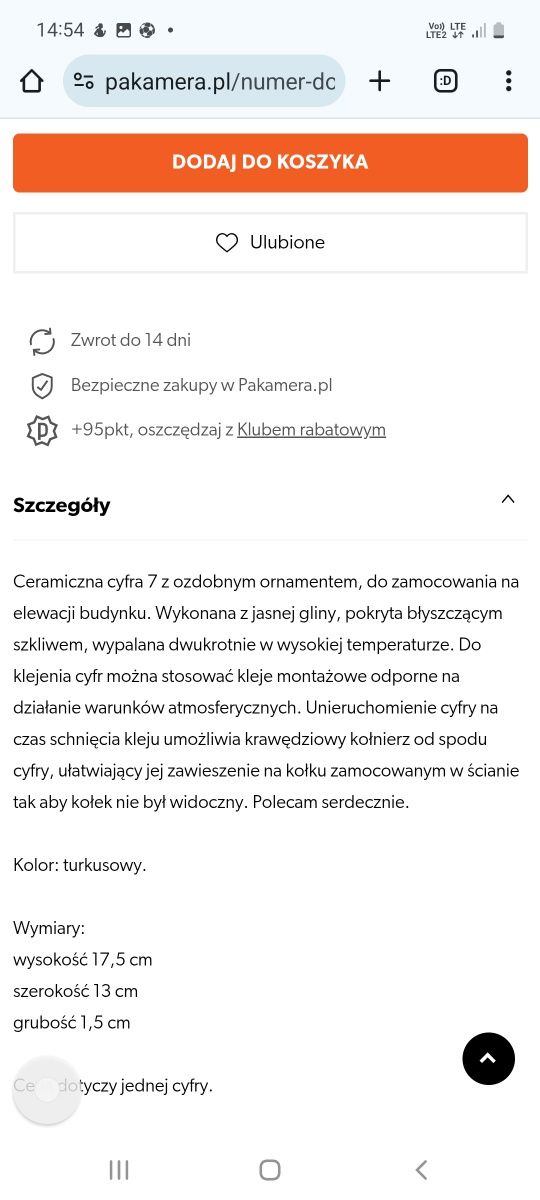 Ceramiczny numer domu, cyfra 7