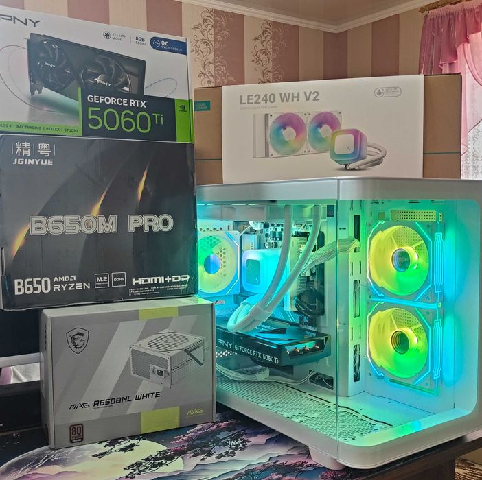 R5 7500F RTX5060Ti ОЗУ 32G Новий Ігровий Комп'ютер Системний блок ARGB