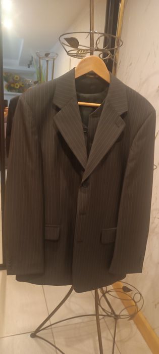 Garnitur męski trzyczęściowy 46/170 czarny w prążki Summer Cha/stan id