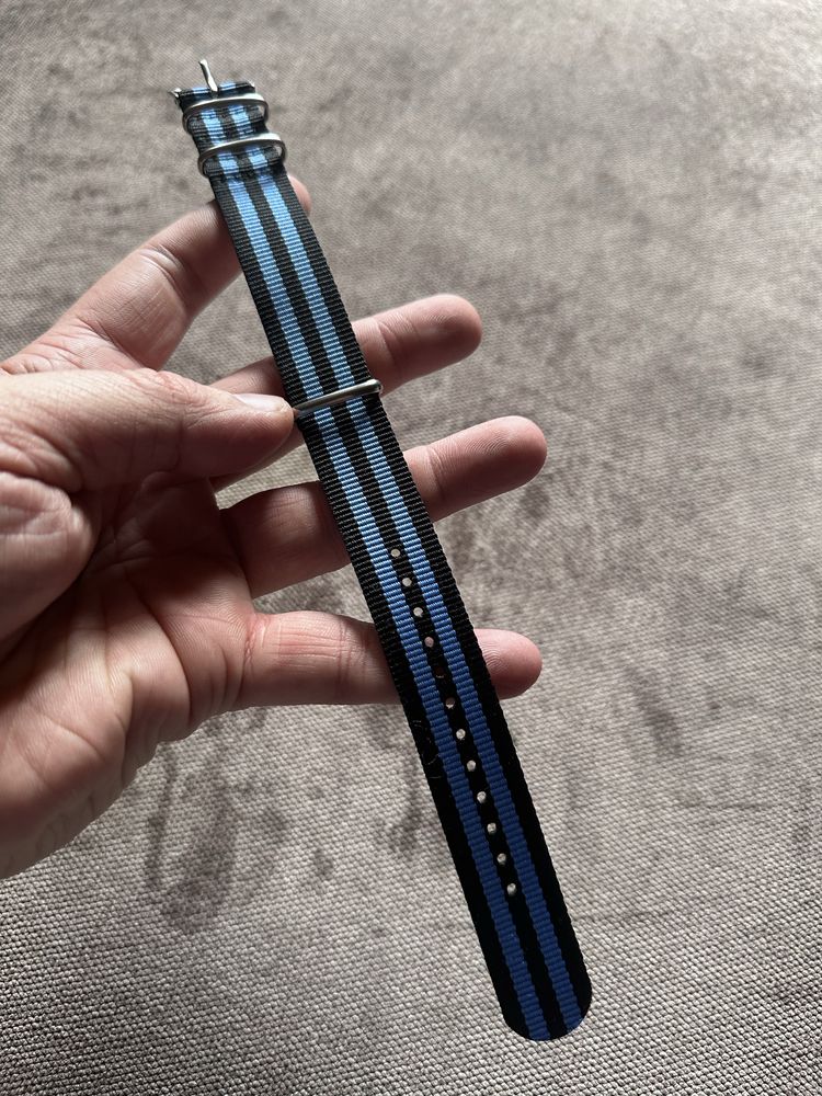 Pasek Nato 20mm mowy czarno-niebieski seiko bulova citizen