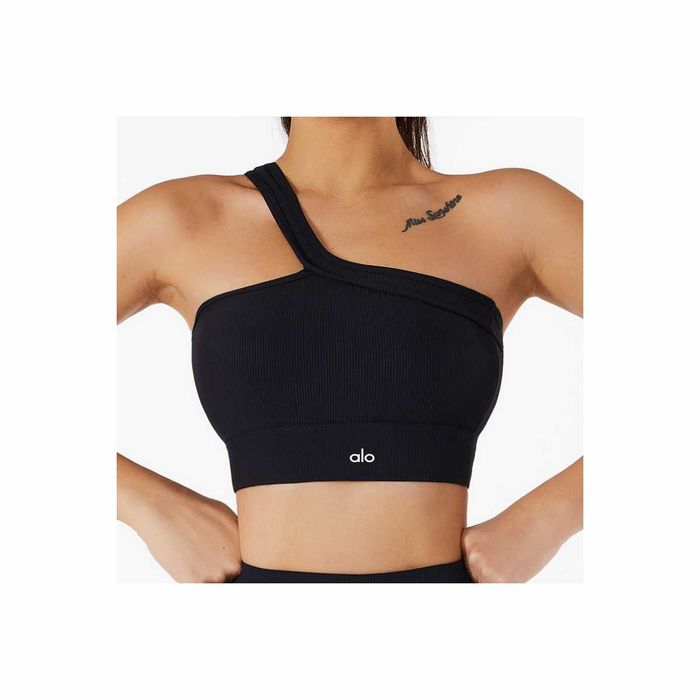 Топ спортивний Alo Yoga One Shoulder Bra Black