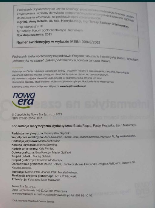 Informatyka na czasie 3 zakres podstawowy liceum ogólnokształcące