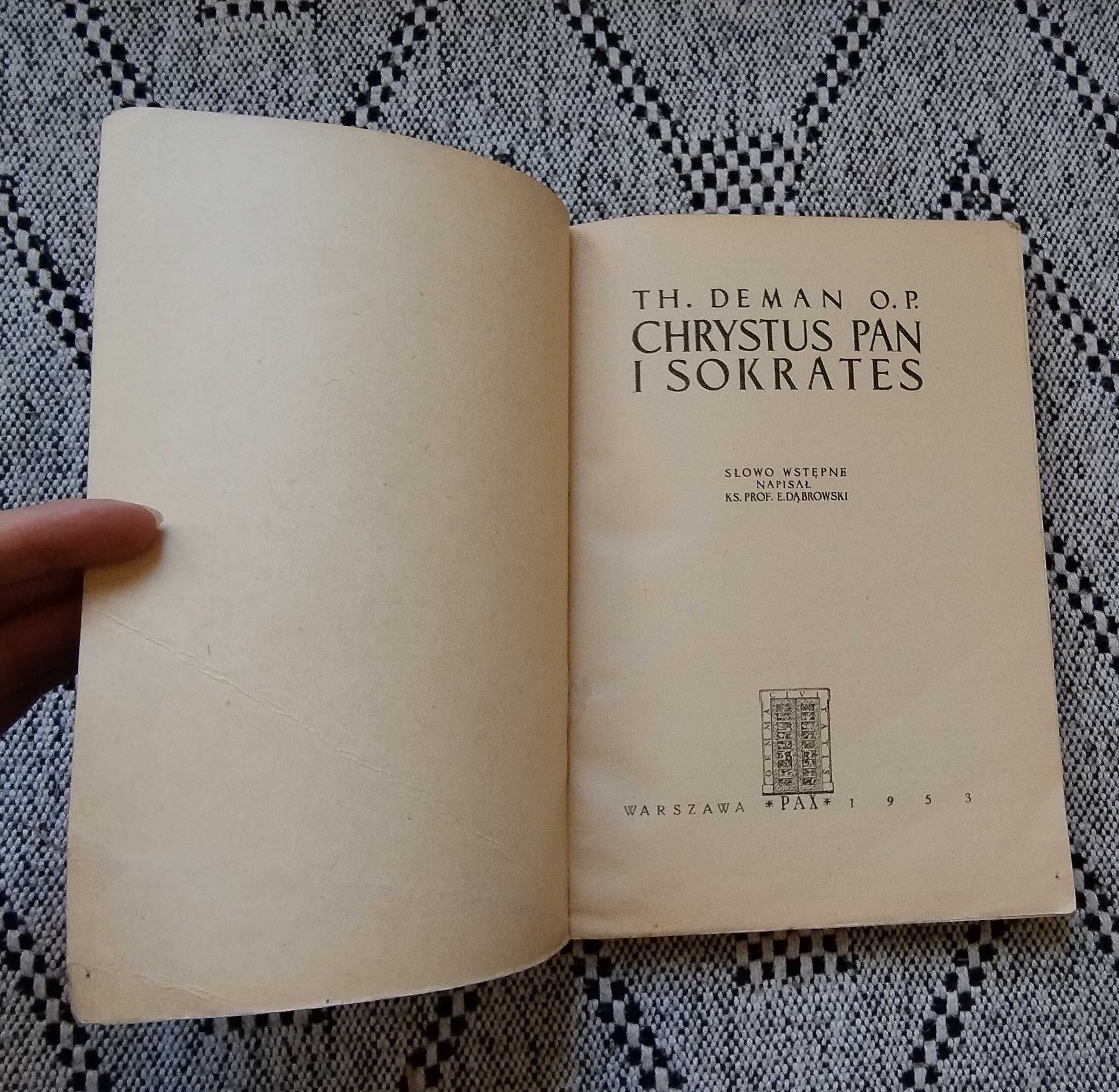 Książka Chrystus Pan i Sokrates T.H. Deman O.P. 1953 stare książki