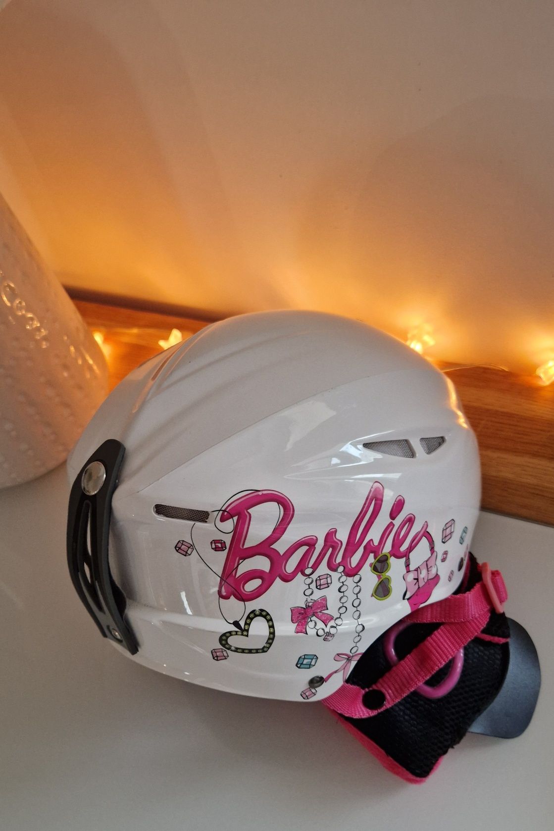 Kask narciarski dla dziewczynki biały, rozmiar S Barbie