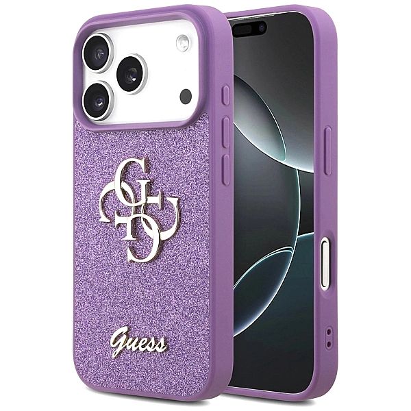 Etui Guess Fixed Glitter Big 4G na iPhone 17 Pro - fioletowe