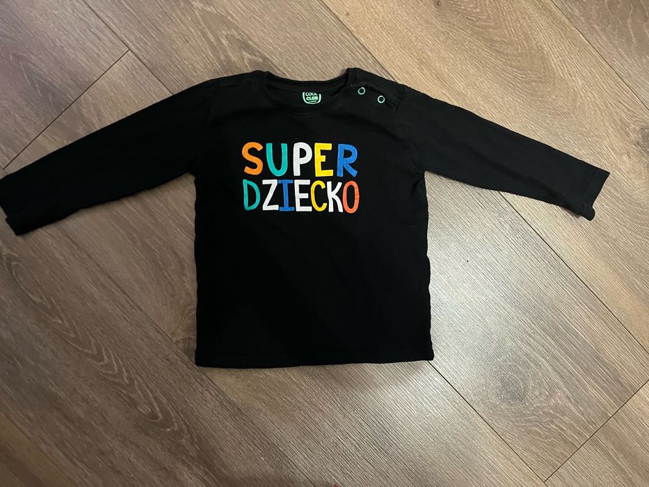 86 Bluzka długi rękaw z napisem super dziecko