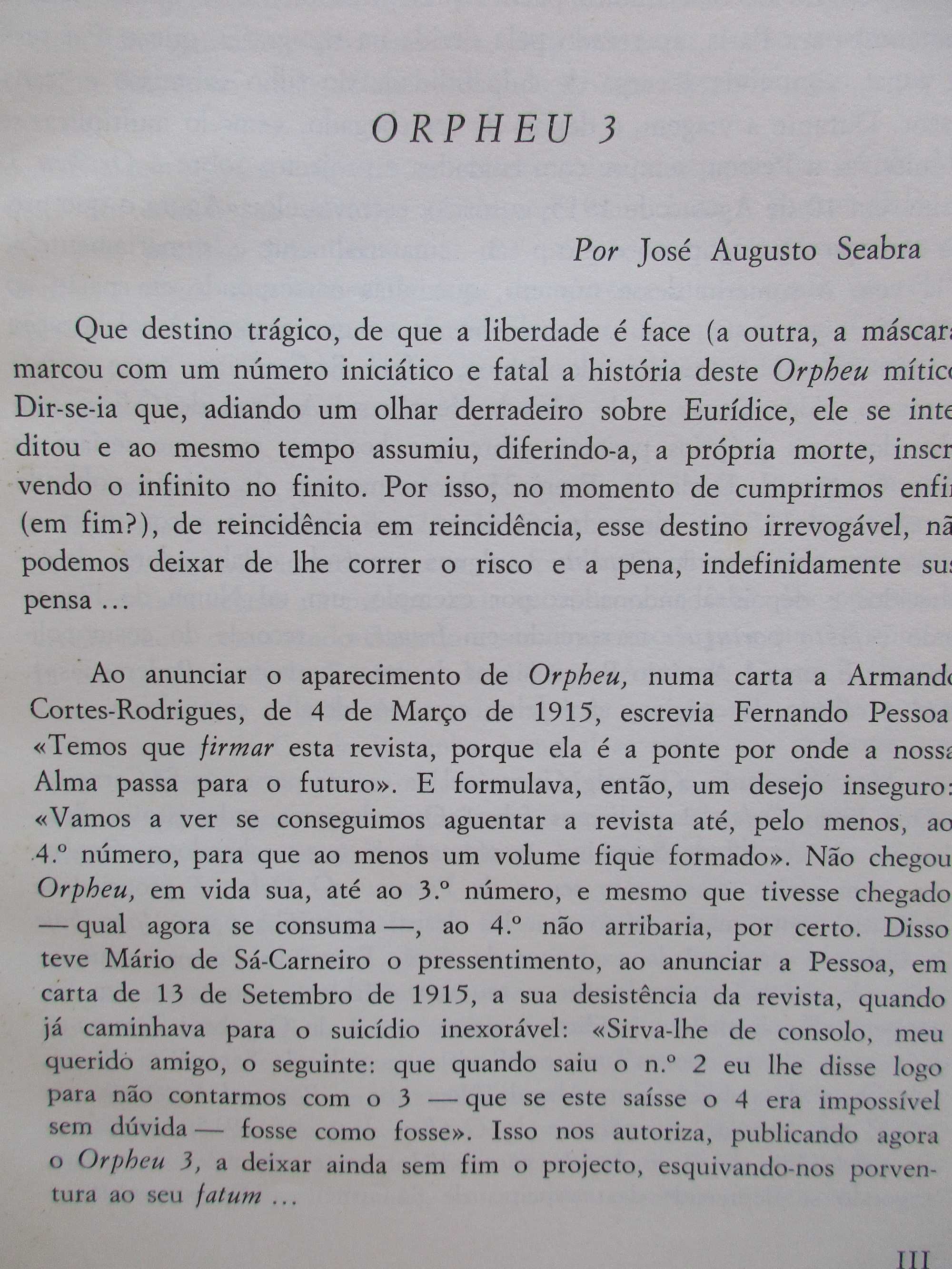 José Augusto Seabra - - - Orpheu 3 - - - - - Livro