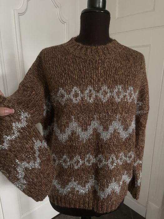 MAX MARA piękny sweter z srebrnym wzorem