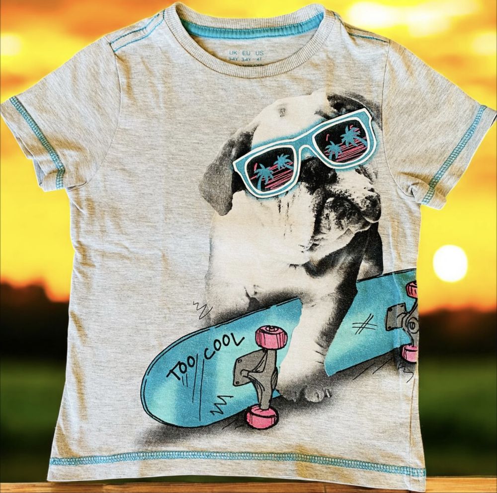 Koszulka T-shirt Top bluzka z pieskiem 3-4 lat 100% bawełna F&F lato