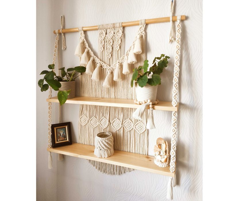 Поличка настінна (Макраме, Декор, Бохо, подарунок, панно)