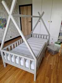 Łóżko dziecięce szare tipi + materac 90x180