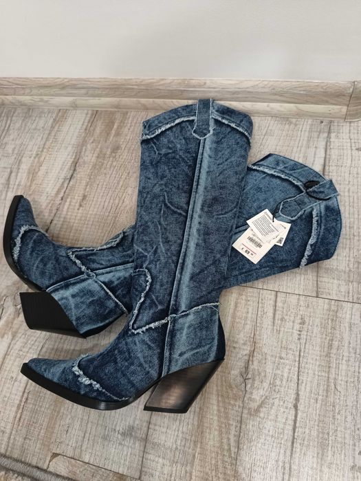 Казаки /Чоботи/ Сапоги джинсовые Zara